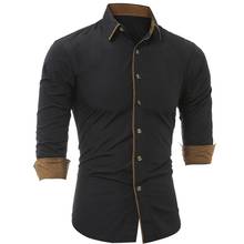 Camisa informal de manga larga con botones para hombre, de talla grande Blusa de algodón, ajustada, para oficina y negocios, de alta calidad, Color sólido 2024 - compra barato