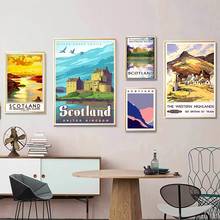 Escócia viagens quadros em tela da paisagem do vintage posters e impressões de parede imagem da arte para sala estar decoração casa presente 2024 - compre barato