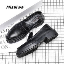 Misalwa-zapatos informales con plataforma Oxford para hombre, mocasines de cuero de vaca blanco de suela gruesa, zapatos de tacón medio sin cordones 2024 - compra barato
