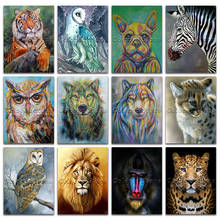 5D Full Square Diamond painting embroidery Cross stitch Tiger Owl Dog Zebra Wolf Leopard Monkey Lion DIY Round Drill mosaic 479 2024 - buy cheap