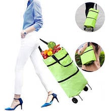 Carrito de compras plegable para mujer, bolsa de viaje de equipaje portátil, reutilizable, ecológica, grande, impermeable, de tela Oxford 2024 - compra barato