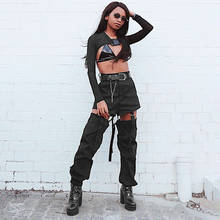2020 Cargo Pants Women Clothes Fashion Sexy Pant Solid Black Casual Trousers High Waist Vintage Sweatpants Streetwear P9063 2024 - buy cheap