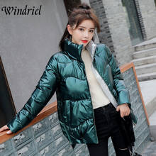 Glossy Fashion Female Jacket Autumn And Winter Coat Women Stand Collar Waterproof Green Parkas Snow Wear Padded Clothes Windriel 2024 - buy cheap