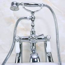 Полированный хромированный смеситель для душа для ванной комнаты, на бортике, кран для ванной с двумя ручками, смеситель для душа Wna111 2024 - купить недорого
