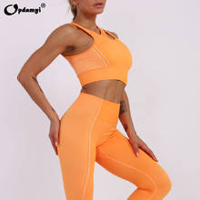 Conjunto de mallas de Yoga para mujer, ropa deportiva sin costuras para gimnasio, Top corto, chaleco de entrenamiento, pantalones de Yoga de cintura alta, conjunto de Fitness, ropa de gimnasio 2024 - compra barato