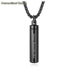 Personalized Master Custom Date Text Stainless Steel Cylinder Pendant Cremation urn Necklace for Ashes Memorial Keepsake Jewelry 2024 - buy cheap