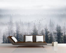 Custom wallpaper modern foggy forest cloud flying bird Nordic TV background wall living room bedroom 3d wallpaper tapeta 2024 - buy cheap