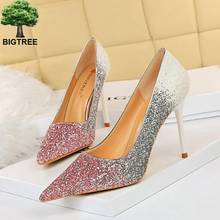 BIGTREE Women Shoes Heels Brand Heels Pumps Pointed Toe Fashion High Heels Women Shoes Gradual Change Glitter High Heels Sexy 2024 - buy cheap