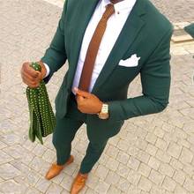 Handsome Green Men Formal Mens Suit Set Custom Made Slim Fit 2 Piece Tuxedo For Mens Groom Wedding Suits Custom Prom Blazer 2019 2024 - buy cheap