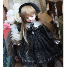 Bjd vestido de cor preta com ponto + faixa de cabelo, vestido de boneca para boneca 1/3 1/4 1/6 bjd sd dd blyth, acessórios somente para roupas 2024 - compre barato