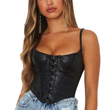 2022 Summer Women Moto Camis Pu Leather Girl's Sexy Vest Fashion Simple Breast Cup Sling New Slim Fit U-neck Vest For Ladies 2024 - buy cheap