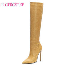 Lloprost ke 2020 new arrival over the knee boots women pointed toe autumn winter boots slim high heels party wedding shoes woman 2024 - buy cheap