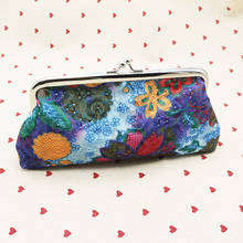 Women Retro Coin Purse Cute Flower Print Ladies Purse Bag Two Metal Button Pocket Coin Pouch Key Credit Card Holde Phone case 2024 - buy cheap
