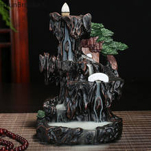 10Pcs Incense Cones + Resin Smoke Waterfall Backflow Incense Burner Lofty Mountains And Flowing Water Incense Holder Home Decor 2024 - buy cheap