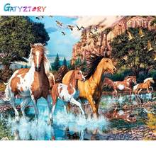 Gatyztory Framed Painting By Numbers Horse Canvas Drawing Animals Coloring By Numbers For Adults Acrylic Paints Home Decor 2024 - buy cheap