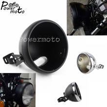 Carcaça de farol de led para motocicleta, preto, 7 polegadas, redondo, com 28mm a 42mm, suporte de montagem lateral para harley, cafe, racer, chopper, bobber 2024 - compre barato