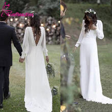Simple Wedding Dresses 2020 Bohemian Country Bridal Gowns V-Neck Backless Long Sleeve Plus Size Bride Dress vestido de novia 2024 - buy cheap
