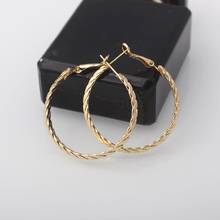 Gold Silver Color Metal Hoop Round Earing Irregular Twist Earring Twisted Geometric Personality Big Earrings for Women 2024 - buy cheap