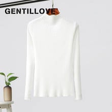 Gentillove blusa feminina de gola alta, elegante pulôver casual e chique para outono e inverno 2019 2024 - compre barato