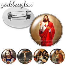 Broche de cabujón redondo de cristal para hombre y mujer, broche de joyería con forma de cúpula, con temática religiosa, Jesús, Cruz, Dios, la Sagrada fe 2024 - compra barato