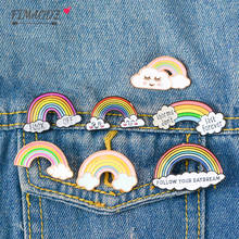FIMAODZ Cute Rainbow Brooch for Kids Girls Clouds Colorful Enamel Pin Denim Hat Badge Creative Gifts Dream Jewelry 2024 - buy cheap