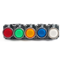 Светящийся Круглый кнопочный переключатель со светодиодсветильник кой, 22 мм, 1NO 24V/AC220V/AC380V, зеленый, красный, желтый, синий 2024 - купить недорого