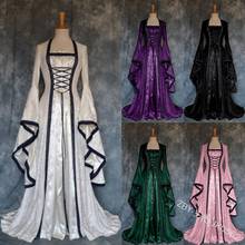 Vestido gótico medieval cosplay, fantasia de halloween para mulheres, vestido retrô, longo, nobre, princesa, roupas de festa 2024 - compre barato