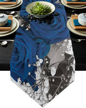 Blue Rose Flower Table Runner Hotel Home Dinning Table Decoration Wedding Table Decoration Christmas Decor 2024 - buy cheap