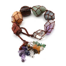 Moda-contas feitas à mão tecer forma irregular 7 cores de quartzo pedra cura chakra pingente pêndulo jóias 2024 - compre barato