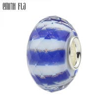 Berloques de prata esterlina azul 925, redondos, contas de vidro de murano, amuletos para pulseira original europeia, colar, makings joias diy 2024 - compre barato