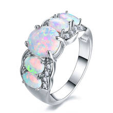 Luxury Female Big Oval Stone Ring White Fire Opal Wedding Ring Vintage Silver Color Love Engagement Rings For Women 2024 - buy cheap