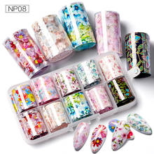 10 Rolls 2.5*100cm Spring Flower Nail Art Transfer Foil Sticker Starry AB Paper Wraps Adhesive Decals Nail Decoration Accessorie 2024 - buy cheap
