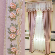 Princess Luxury Curtains for Living Room Bedroom European Curtain Floral Embroidery Drapes Pink Girls Blinds Lace Window Valance 2024 - buy cheap