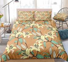 Flowers Duvet Cover Set Retro Floral Bedding Set Lily Flower Bed Linen Luxury Bed Set Girls Home Textile Microfiber Bedclothes 2024 - buy cheap