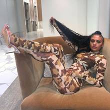 Women Sport Jumpsuit Autumn and Winter Adults Camouflage Print Long Sleeve Mock Neck Slit Romper 2024 - buy cheap