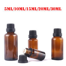 12pçs 5ml 10ml 15ml 20ml 30ml frascos de vidro âmbar de óleo essencial frascos conta-gotas com tampa de orifícios para aromaterapia amostras de perfume 2024 - compre barato