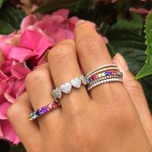 New design hot sale rainbow mini cz eternity ring band Gold filled fashion lady finger cz rings Size #6-7-#8 for wedding jewelry 2024 - buy cheap