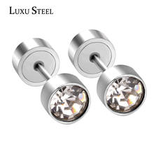 LUXUSTEEL New Round CZ Stud Earrings Fashion Jewelry Women Stainless Steel Anti-allergy Earring Fashion Jewelry Wholesale 2024 - buy cheap