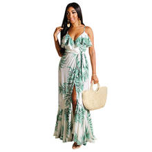 2021 Summer Sling Dress Deep V-Neck  Sexy New Floral Beach Woman Dresses 2024 - buy cheap