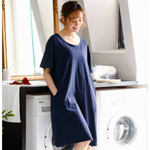 Summer women nightdress 100% cotton short sleeve nightgowns with chest pad pure colour sleepwear sexy pyjamas women M-3XL 2024 - buy cheap