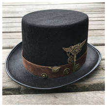 Sombrero hecho a mano con tapa Steampunk para hombre y mujer, sombrero para actuación de magia en escenario, sombrero redondo para Cosplay, talla 57CM 2024 - compra barato