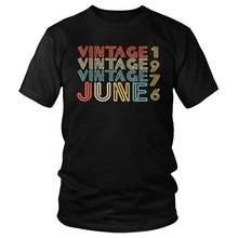 Camiseta de algodão vintage 1976 para homens, camiseta masculina manga curta nascida em junho, camiseta com estampa de 44th presente de aniversário, roupas por atacado 2024 - compre barato