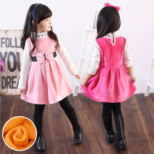 Baby Toddler Girls Pink Dress Ruffle Winter Fleece Long Sleeve Tutu Dress Girl‘s’ Costume Warm Outfits for 3 4 5 6 7 8 Years 2024 - buy cheap