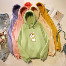 Dog Printed Cartoon Warm Cute Sweatshirt Streetwear Korean Style Pullover Fleece Harajuku Long Sleeve Plus Size Hoodies Women 2024 - buy cheap