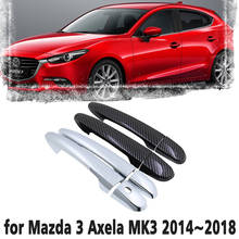 Black Carbon Fiber Car handle Or ABS Chrome Door Handles Cover for Mazda 3 Axela MK3 BM 2014~2018  Car Accessories Cap 2015 2016 2024 - buy cheap