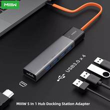 Miiiw-adaptador dock de usb c para hdmi, compatível com usb 3.0, macbook pro air, usb c, hub c, 5 em 1, divisor usb c 2024 - compre barato