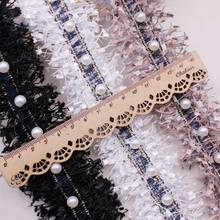 1Yards Pearl Beaded Lace Trim fringe Embroidered Lace Ribbon Trim African Lace Fabric Clothing accessories Dress Sewing Supplies 2024 - buy cheap