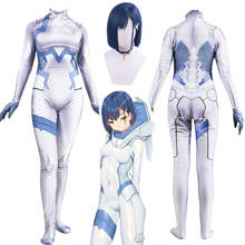 Mono de lucha DARLING In The FRANXX Ichigo 015 para mujer, traje de utilería para Cosplay, traje de Halloween, peluca corta azul + tocado 2024 - compra barato