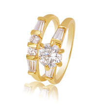 MxGxFam women AAA zirconia ring set Bijoux 24 k Pure Gold color Original Design 2024 - buy cheap