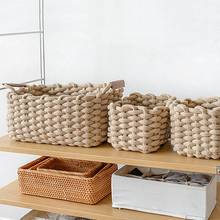Organizador nórdico de mesa, cesta tecida à mão para armazenamento de roupas e brinquedos, para livros e decoração de casa 2024 - compre barato